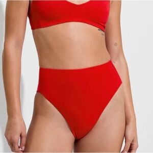 EUC Left On Friday Hi Hi Bottom High-Waisted Bikini~Sweet Chili Heat Red~M🌶️🌶️
